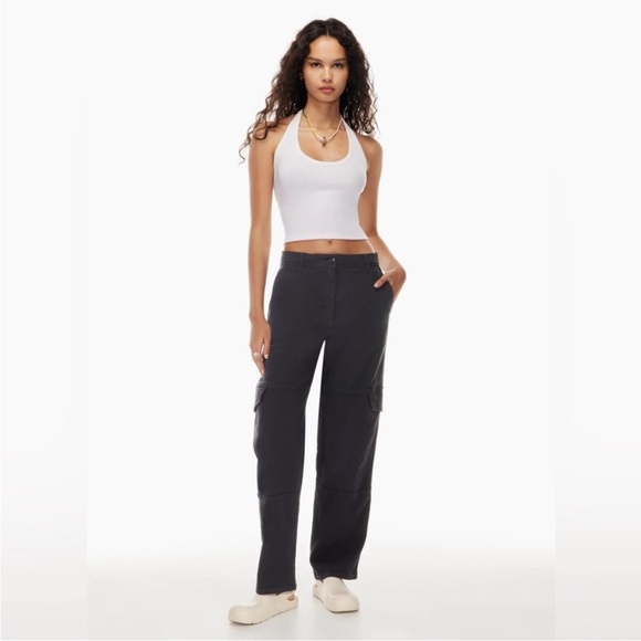 Aritzia Wilfred Free Women's Mid Rise Twill Cargo Pants Black Sz 4 - Picture 1 of 10
